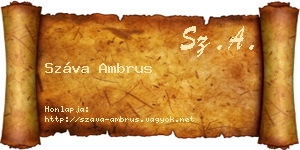 Száva Ambrus névjegykártya